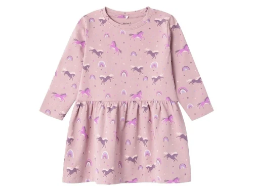 Name It rosa kjole med heste og regnbuer